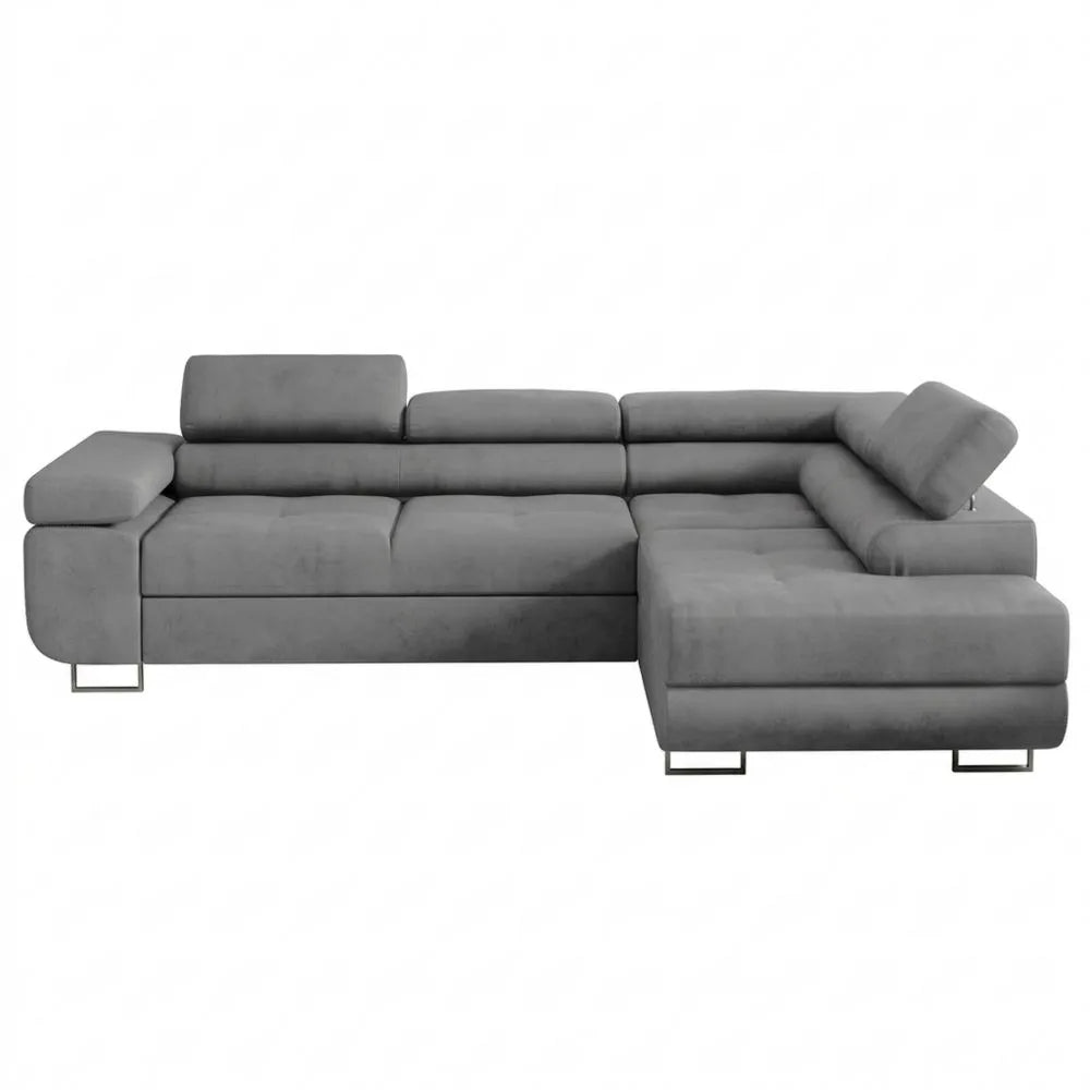 Gemütliches Ecksofa mit Schlaffunktion und Stauraum in L-Form, grau