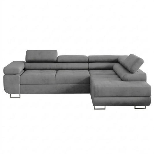 Gemütliches Ecksofa mit Schlaffunktion und Stauraum in L-Form, grau