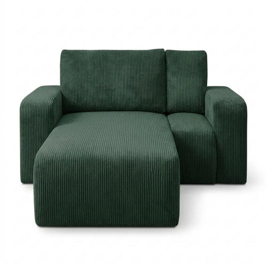 Ecksofa mit Schlaffunktion und Stauraum in L-Form, Cordstoff, Grün