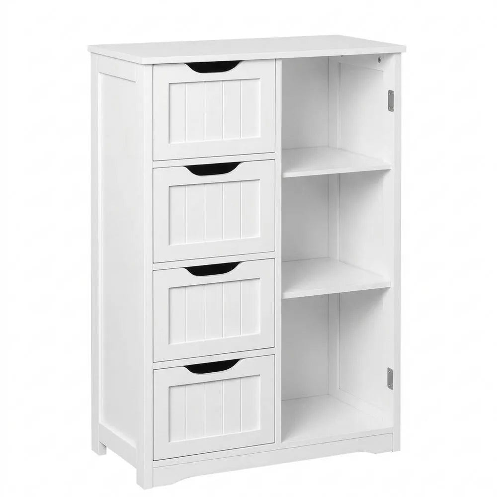 Badezimmerschrank mit Schubladen und verstellbaren Regalen, 56 x 30 x 82 cm, Weiß