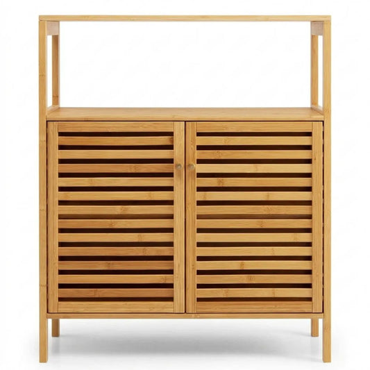 Badezimmerschrank mit Lamellentüren und Regal für vielseitige Aufbewahrung