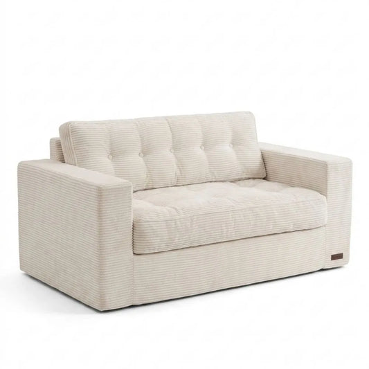 Gemütliches Zweisitzer-Sofa mit Kissen und Rückenlehne, Beige