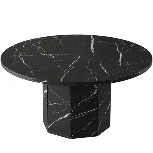 Esszimmertisch in Marmoroptik für 4-6 Personen, modern, schwarz, 120 cm
