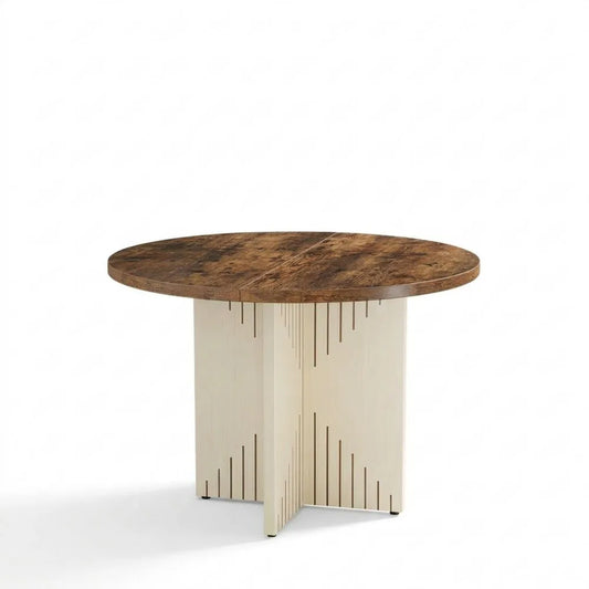 Runder Esstisch aus Holz mit großer MDF-Oberfläche für 4-6 Personen