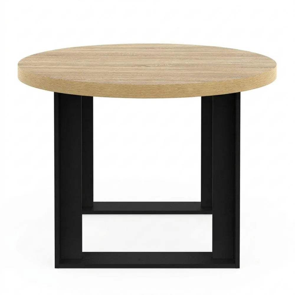 Runder Esstisch aus Holz für 4 Personen, ausziehbar, 110 cm, Schwarz
