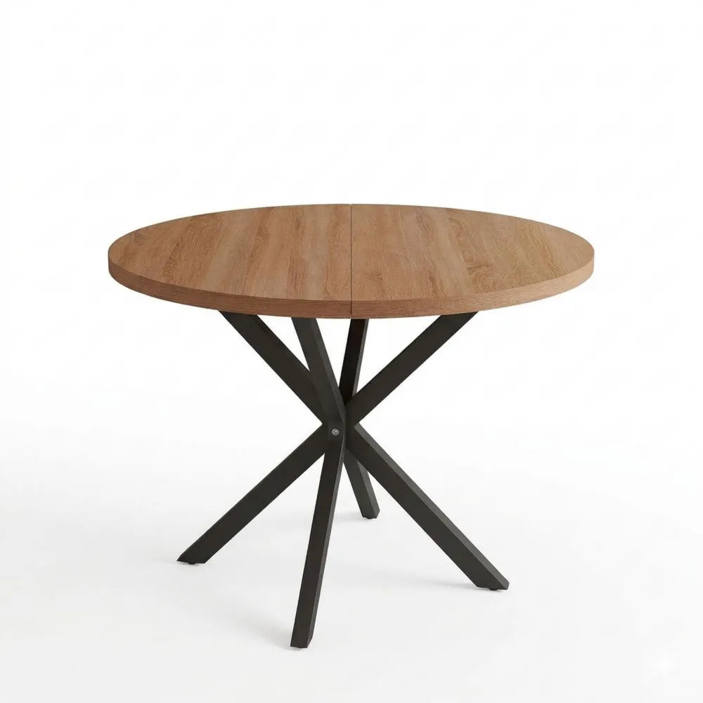 Runder Esstisch mit MDF-Platte und Metallbeinen, dunkelbraun, für Wohnzimmer und Esszimmer